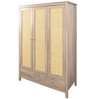 Willow Rattan 3 Door Triple Wardrobe with 2 Drawers