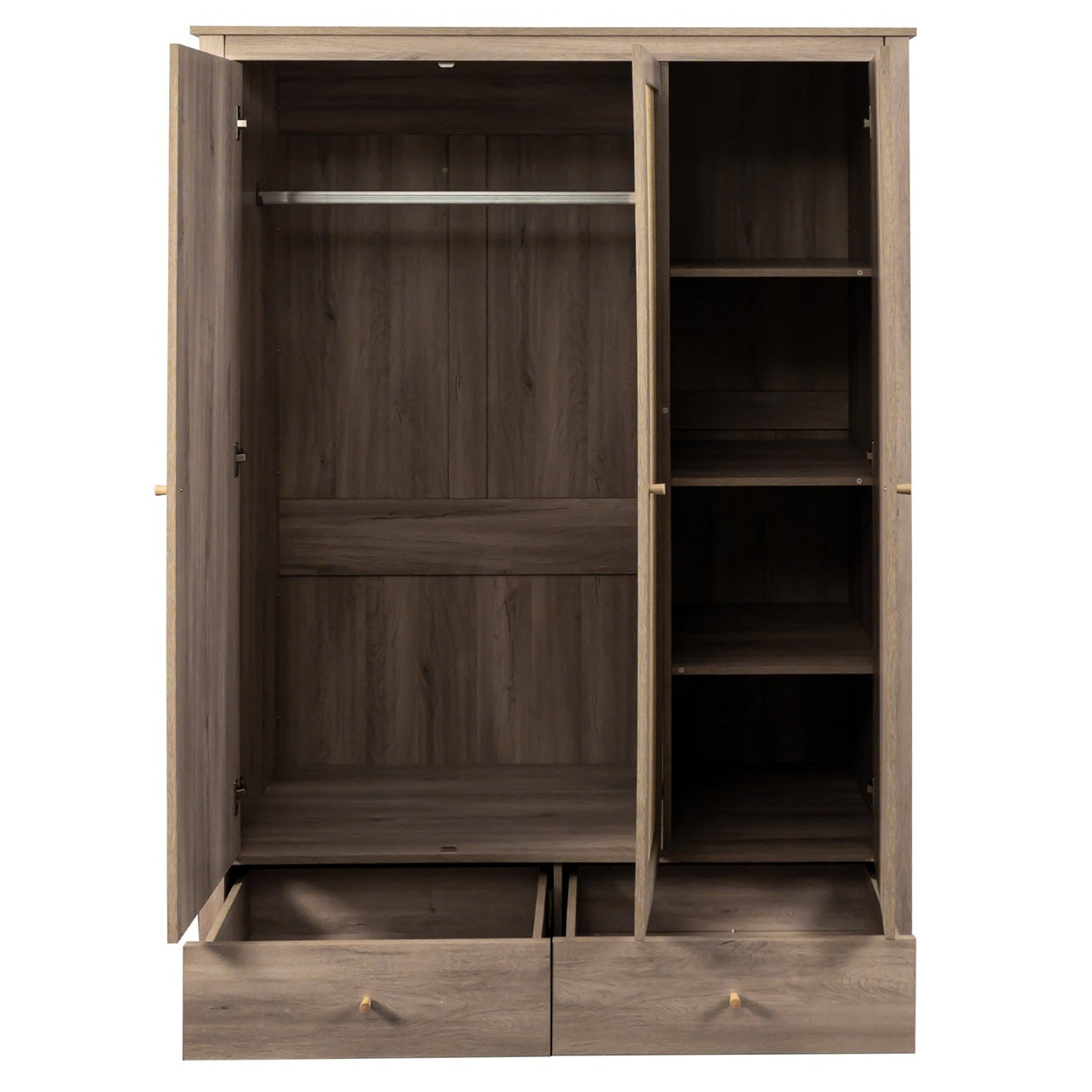 Willow Rattan 3 Door Triple Wardrobe with 2 Drawers