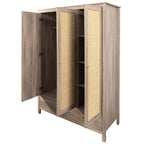 Willow Rattan 3 Door Triple Wardrobe with 2 Drawers