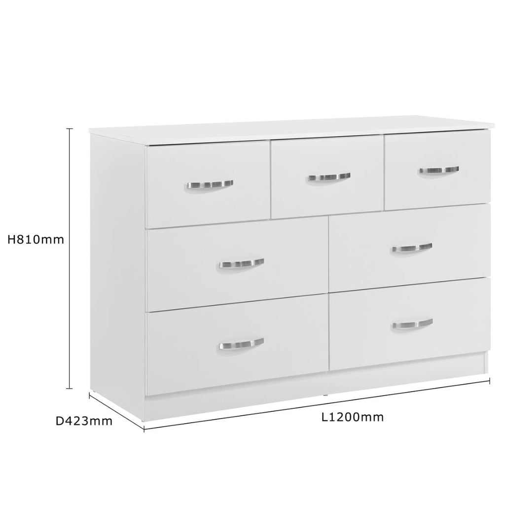Paddington 3 Door Wardrobe & 7 Drawer Chest 3 Piece Set