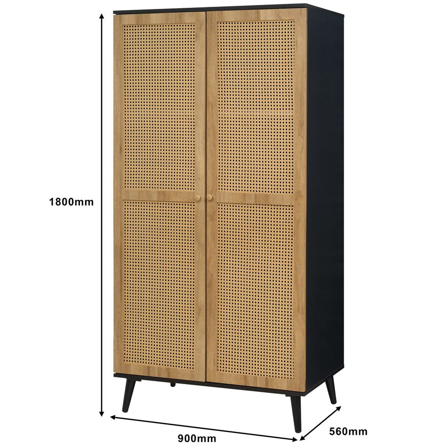 Manila Rattan 2 Door Wardrobe 3 Piece Bedroom Set