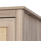 Willow Rattan Double Wardrobe with 1 Drawer Oak