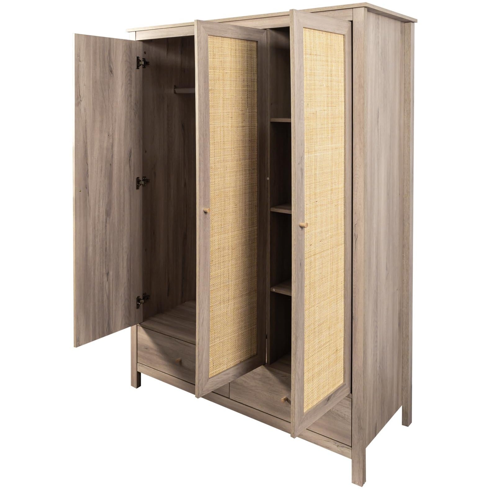Willow Rattan 3 Door Wardrobe 3 Piece Bedroom Set
