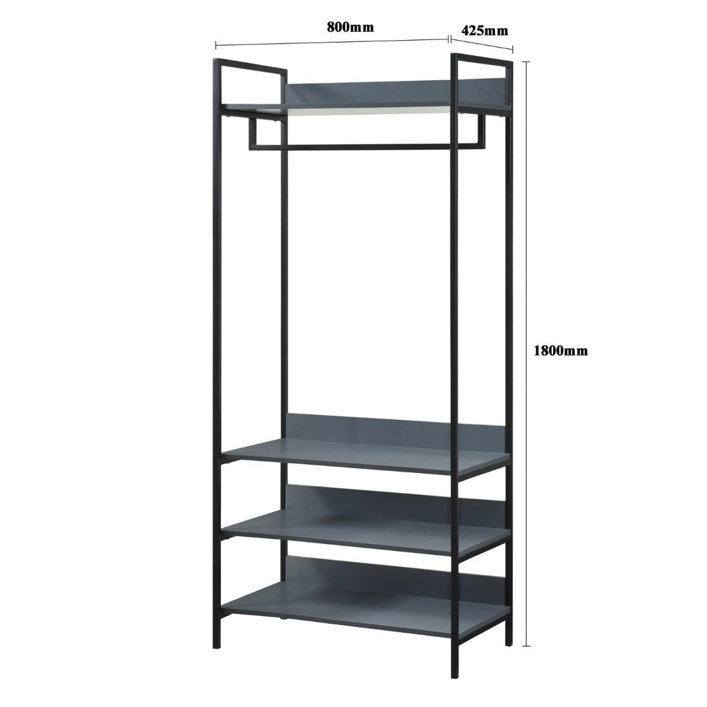 Alva Open Wardrobe Set with 2 Drawers & 4 Shelves