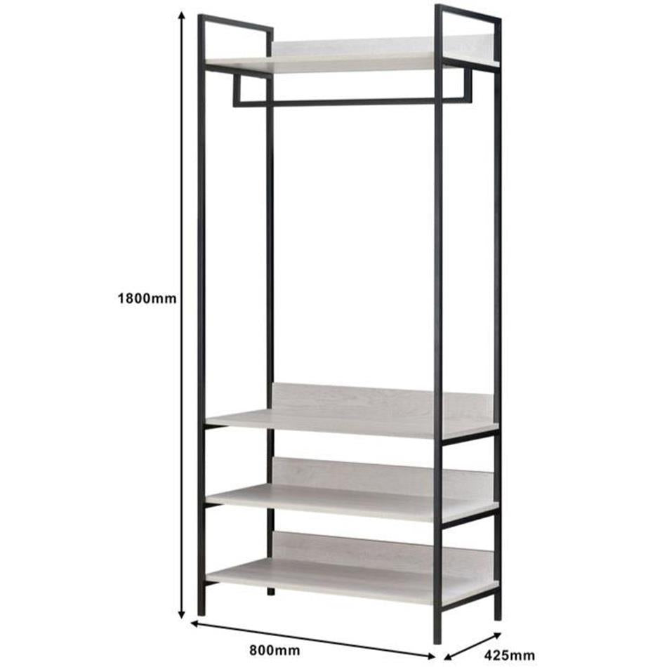 Alva Open Wardrobe with 4 Shelves