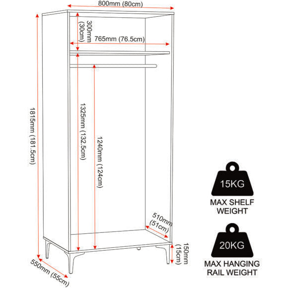 Miami Ridged 2 Door Fluted Double Wardrobe