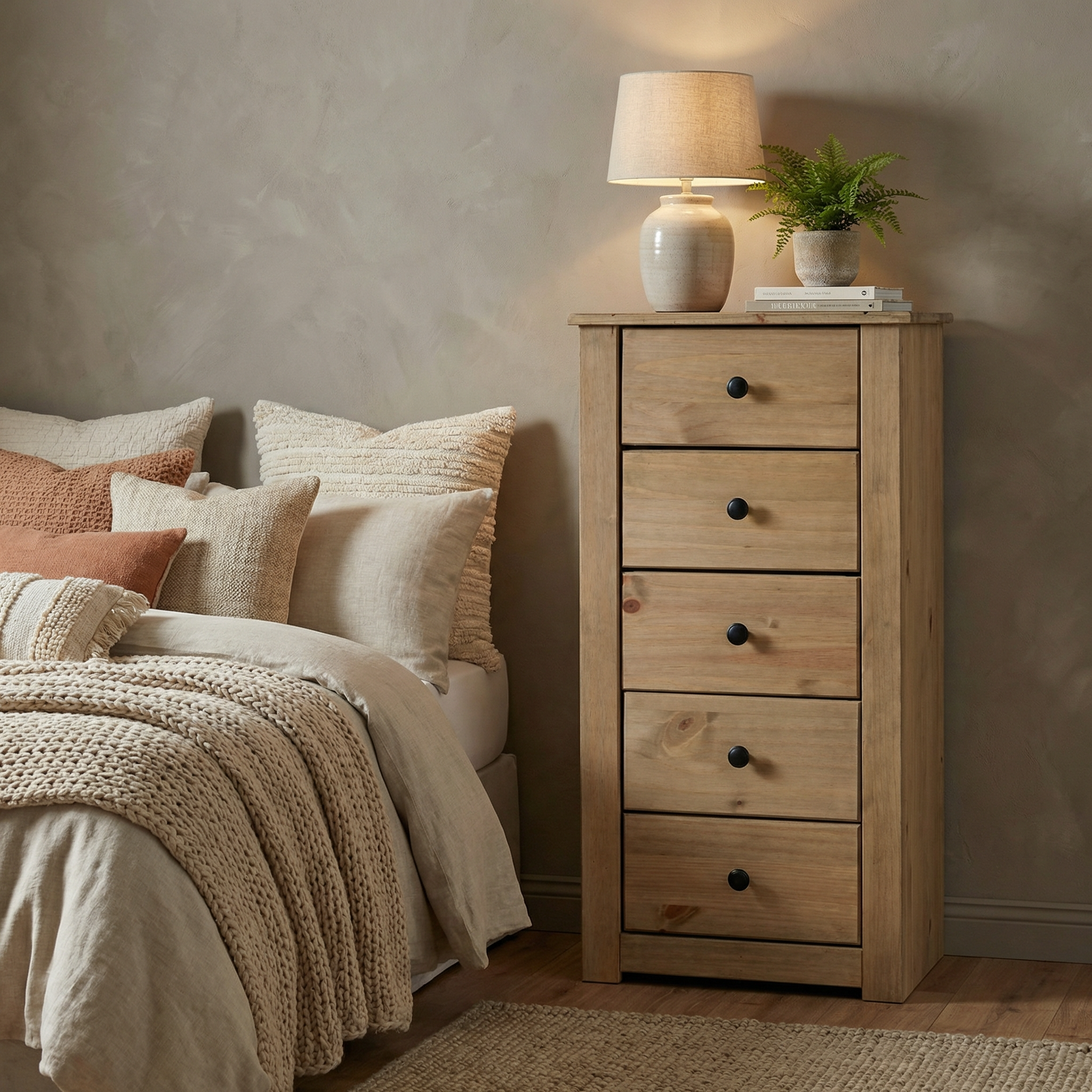 Panama 5 Drawer Narrow Tallboy Chest of Drawers