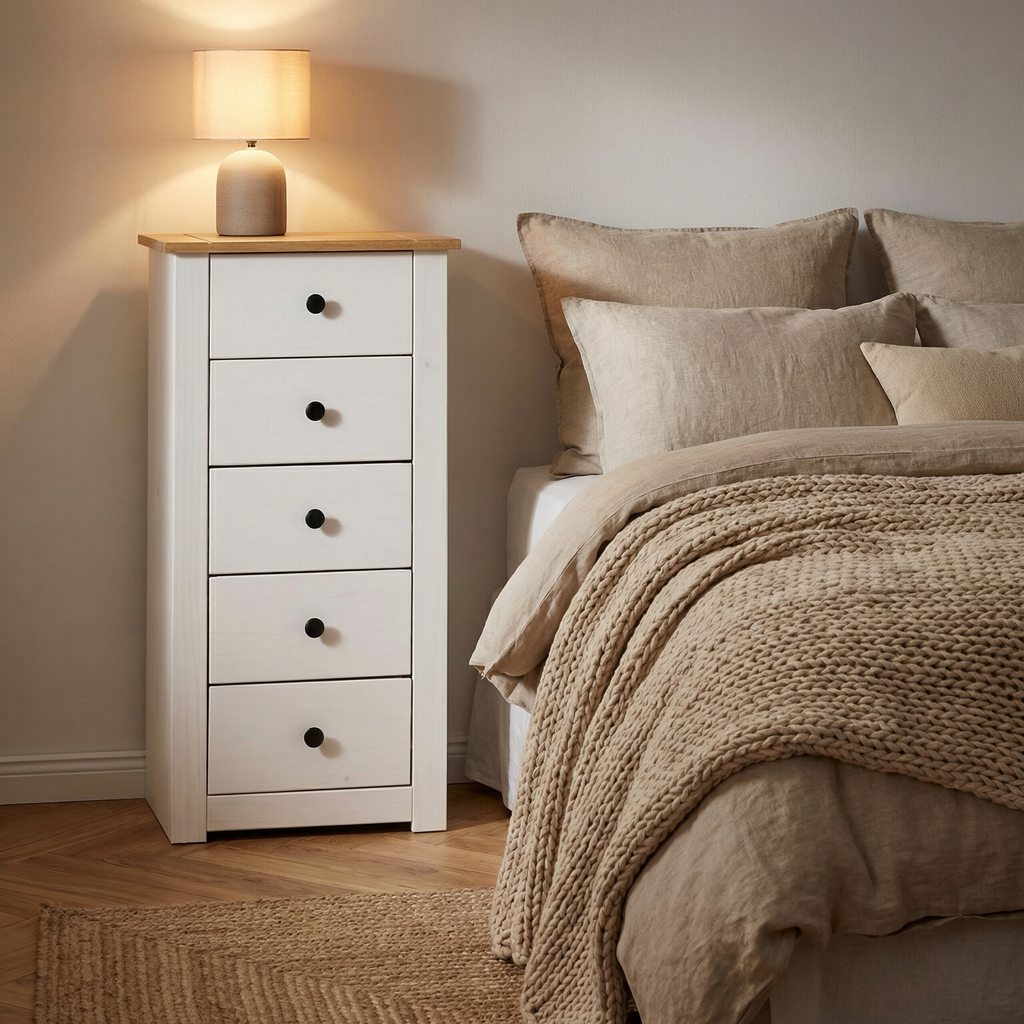 Panama 5 Drawer Narrow Tallboy Chest of Drawers