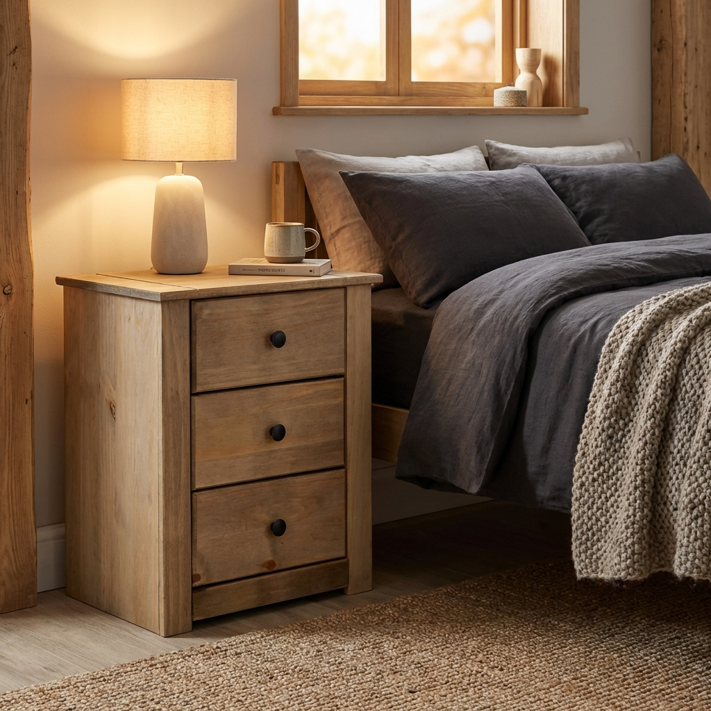 Panama 3 Drawer Bedside Table