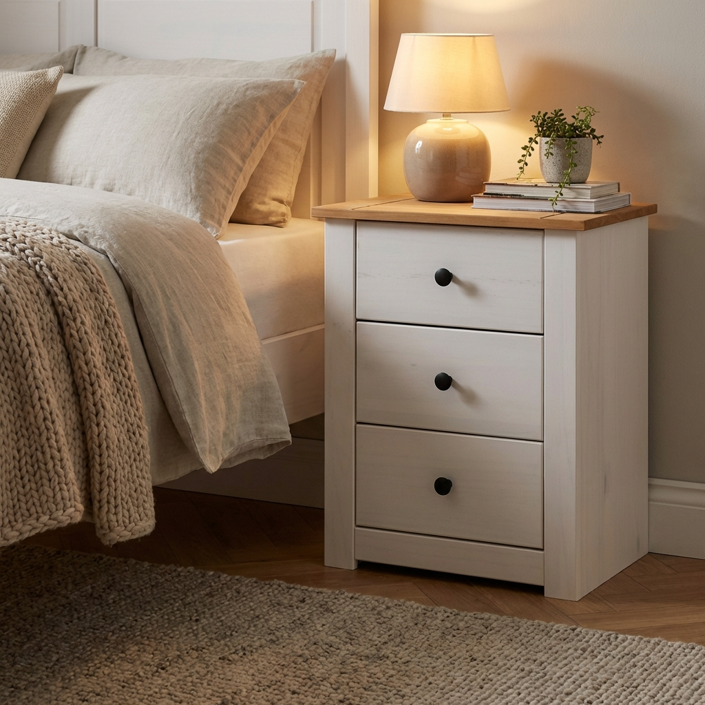 Panama 3 Drawer Bedside Table
