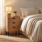 Leon Herringbone Retro 3 Drawer Bedside Table