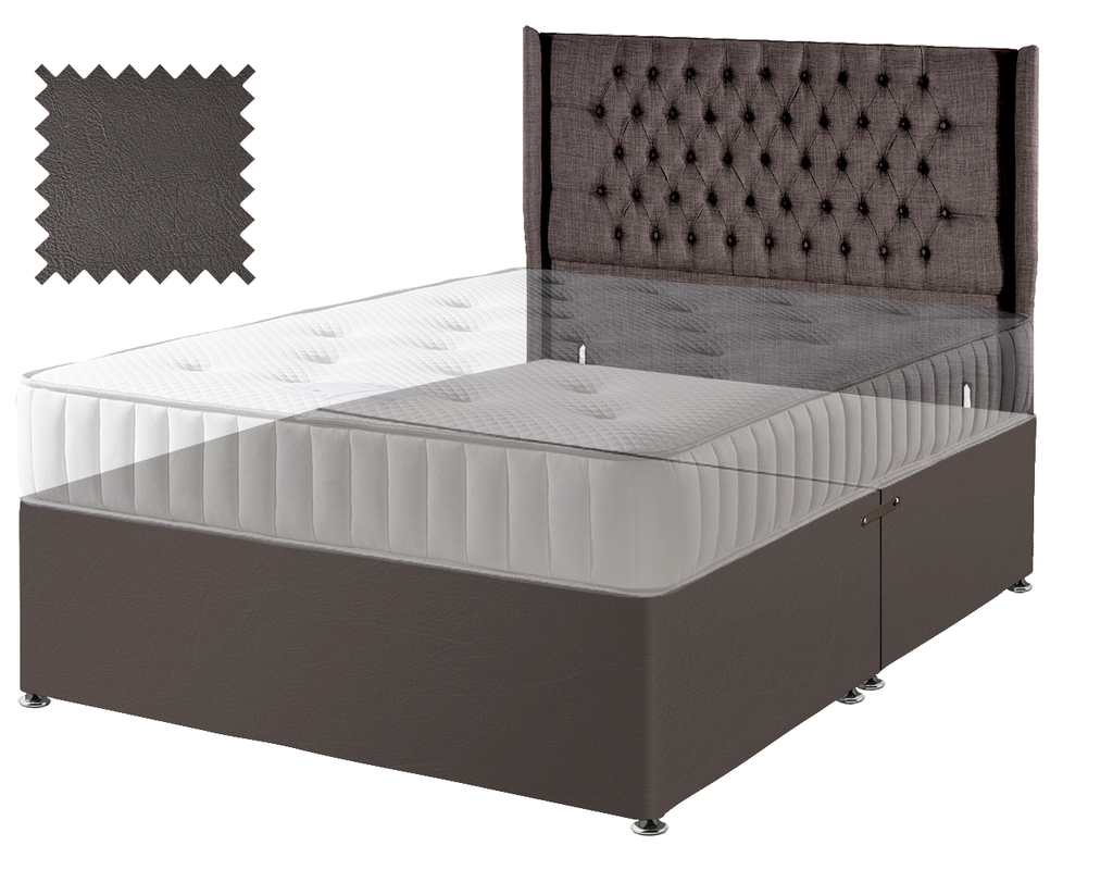 Toledo Brown Faux Leather Contract Divan