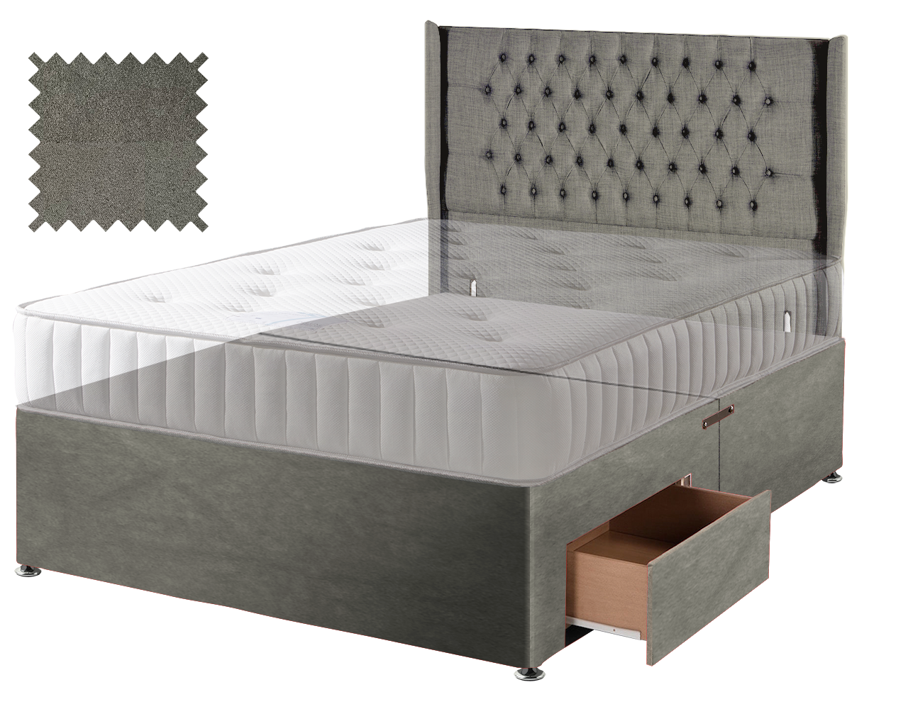 Grey Suede Contract Divan