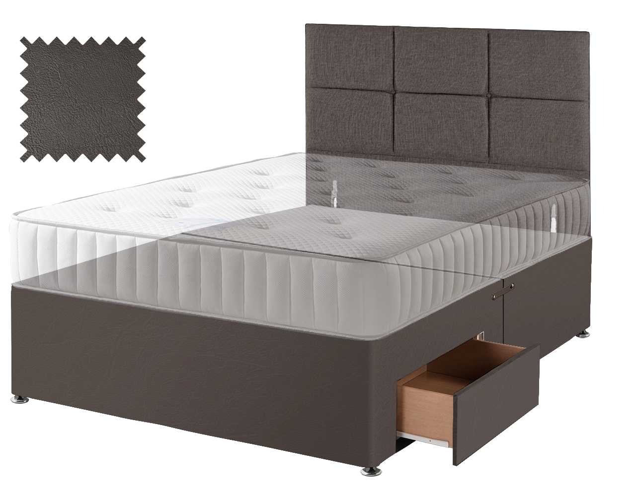 Toledo Brown Faux Leather Contract Divan