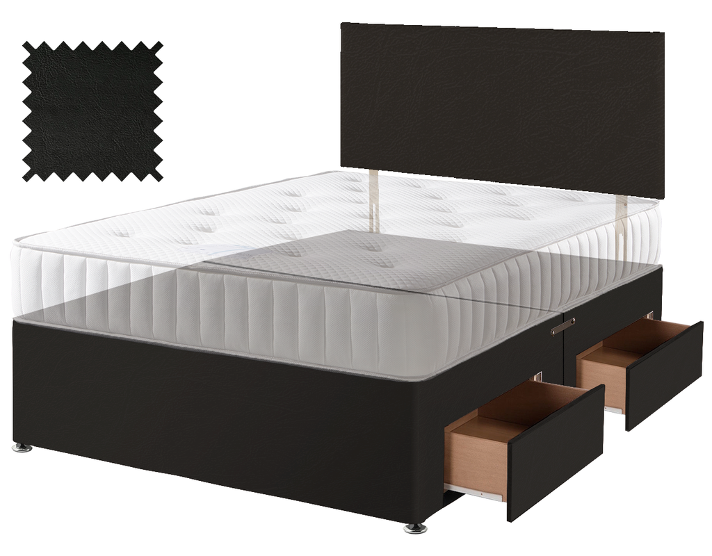 Toledo Black Faux Leather Contract Divan