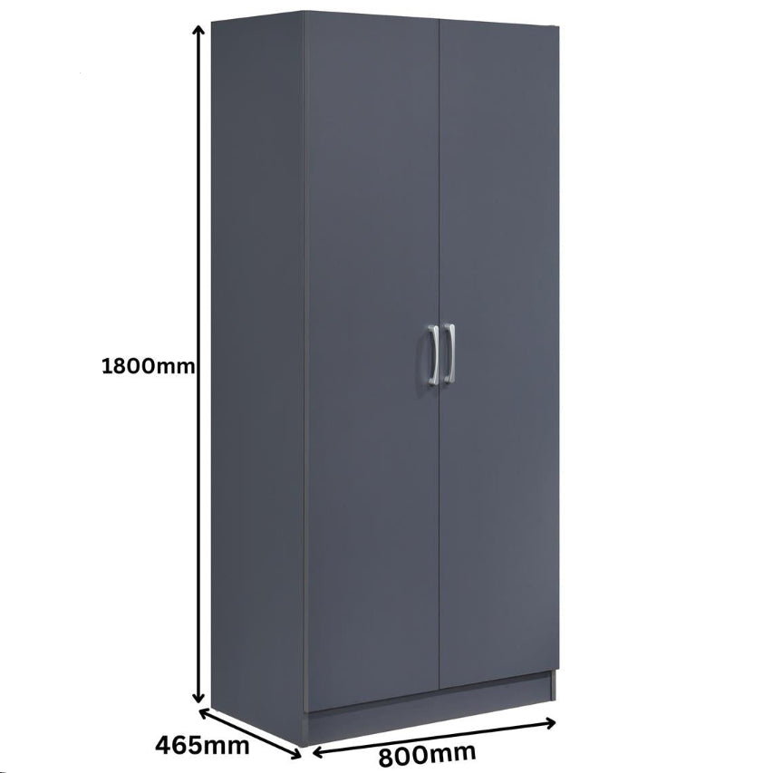 Highbury 2 Door Double Wardrobe & 1 Drawer Bedside 2 Piece Bedroom Set