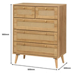 Manila Rattan 3+2 Drawer Chest of Drawers