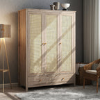 Willow Rattan 3 Door Triple Wardrobe with 2 Drawers