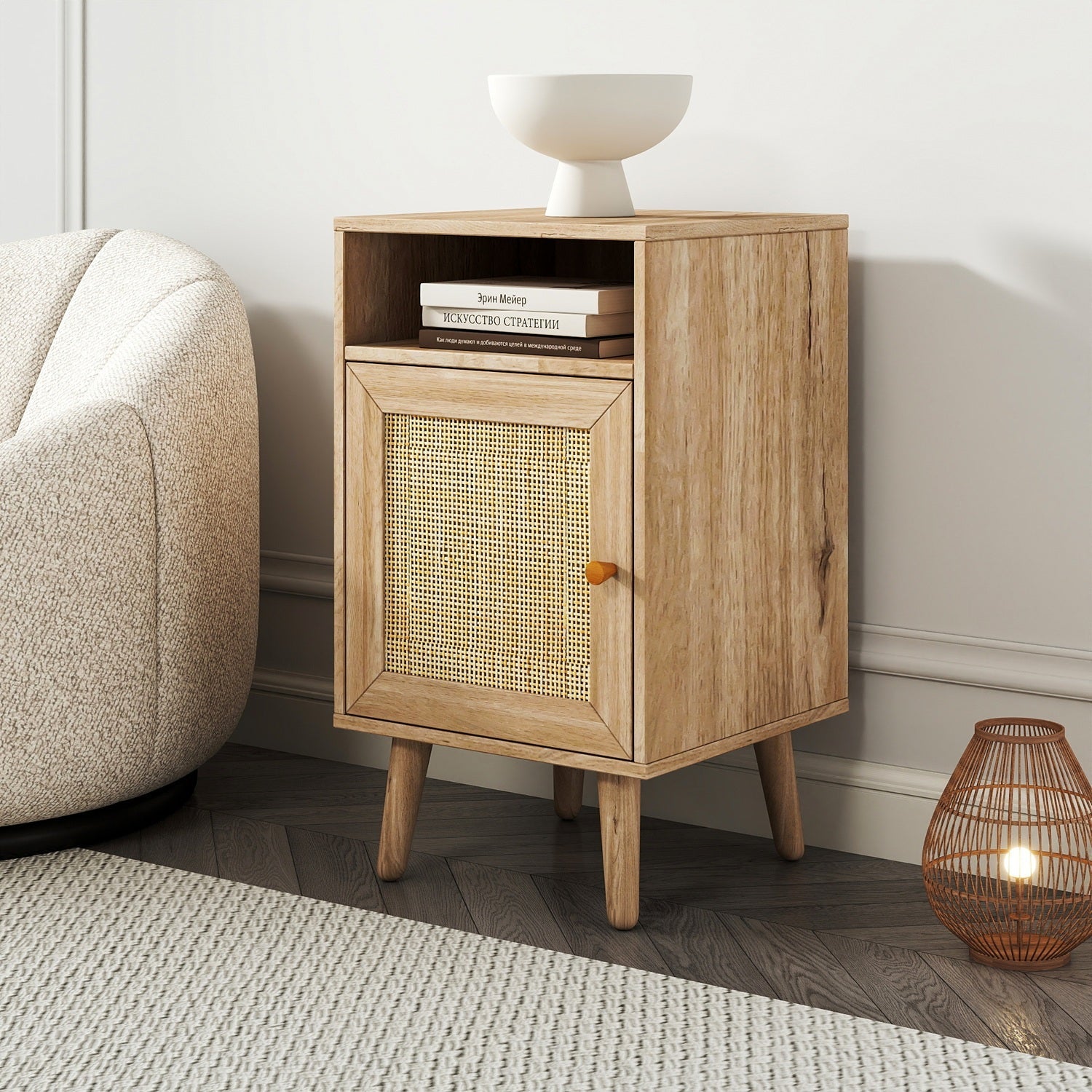 Willow Rattan 1 Door Bedside Table