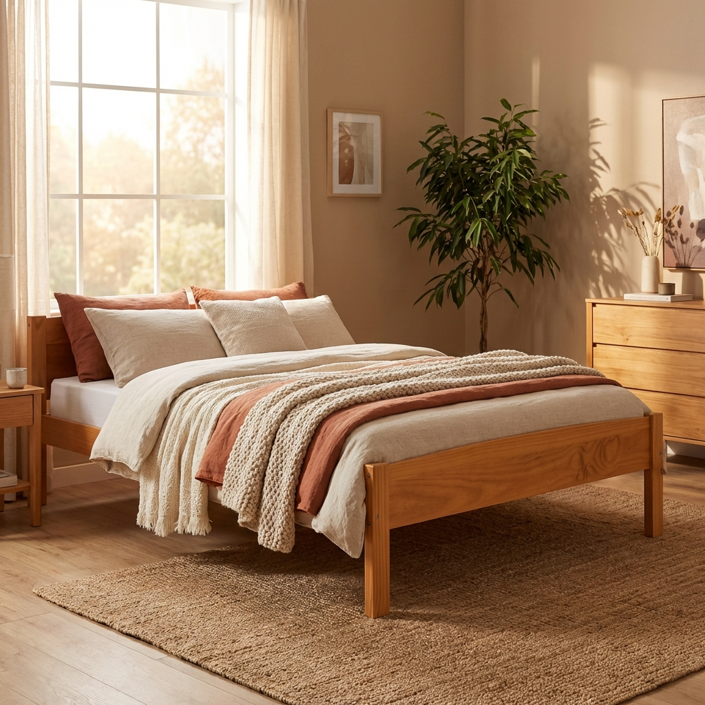 Amber Wooden Bed Frame