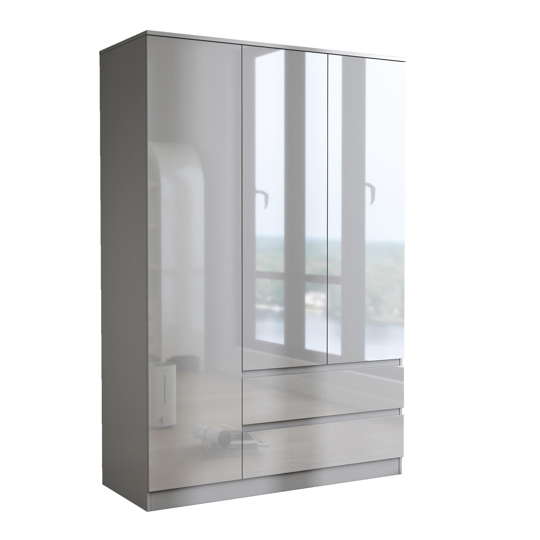Soho 3 Door Wardrobe & 4 Drawer Chest High Gloss 3 Piece Bedroom Set