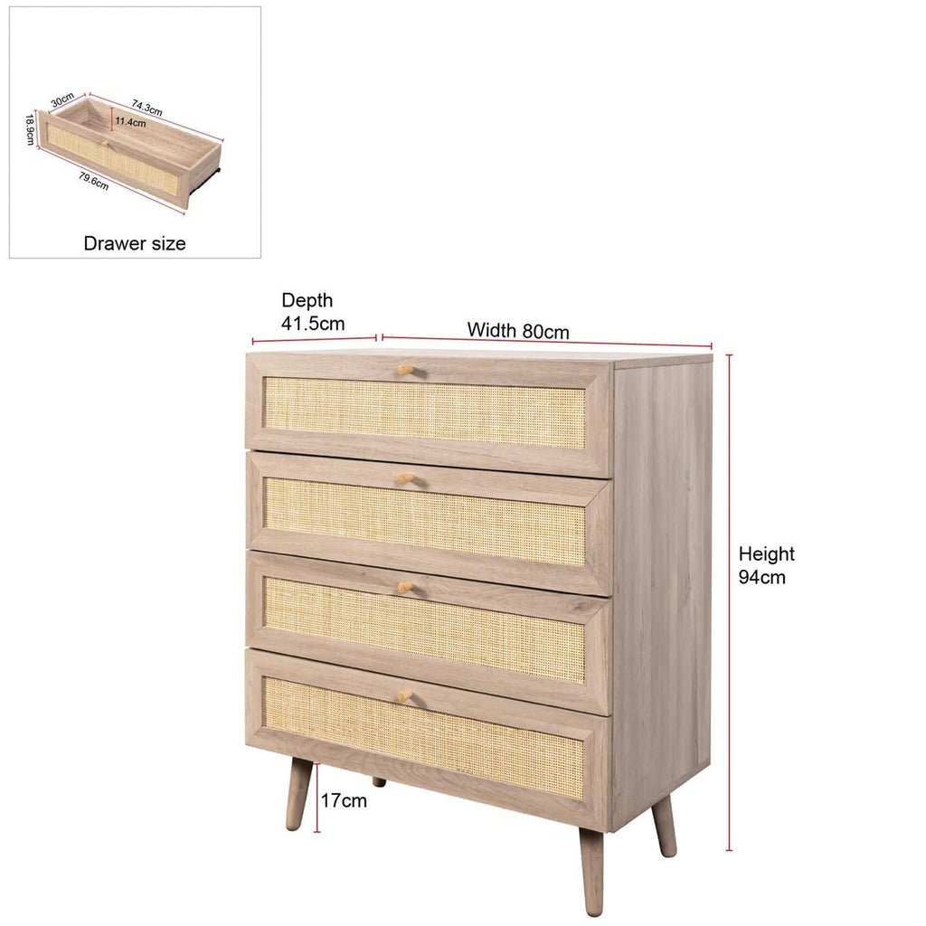 Willow Rattan 3 Door Wardrobe 3 Piece Bedroom Set