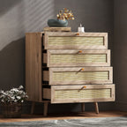 Willow Rattan Chest of 4 Drawers Oak
