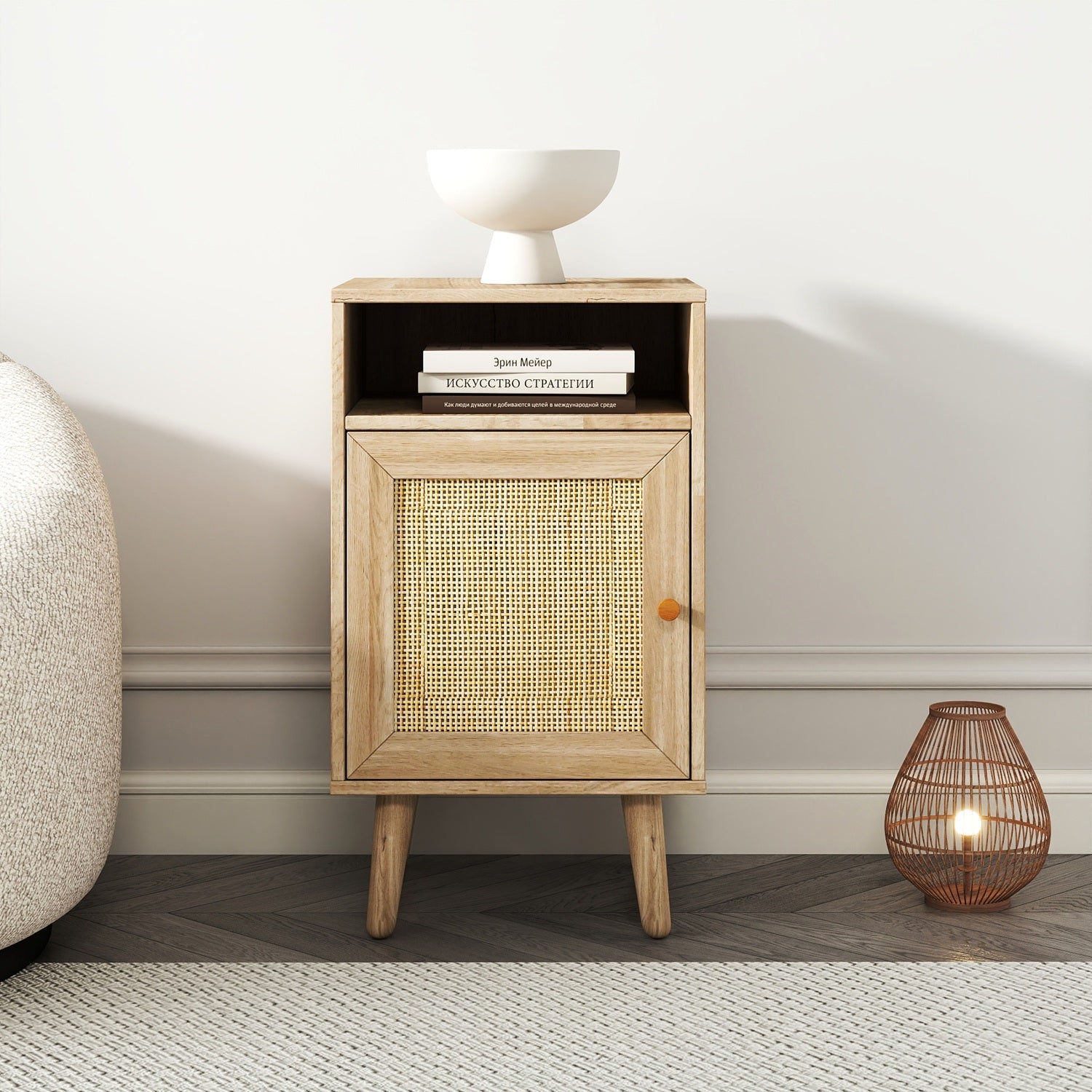 Willow Rattan 1 Door Bedside Table