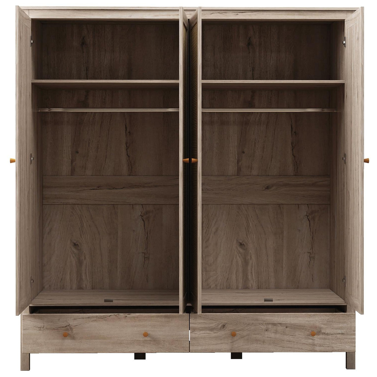 Willow Rattan 4 Door Wardrobe with 2 Drawers