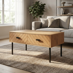 Leon Herringbone Retro 2 Drawer Coffee Table