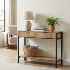Miami Ridged 2 Drawer Fluted Console Table with Open Shelf