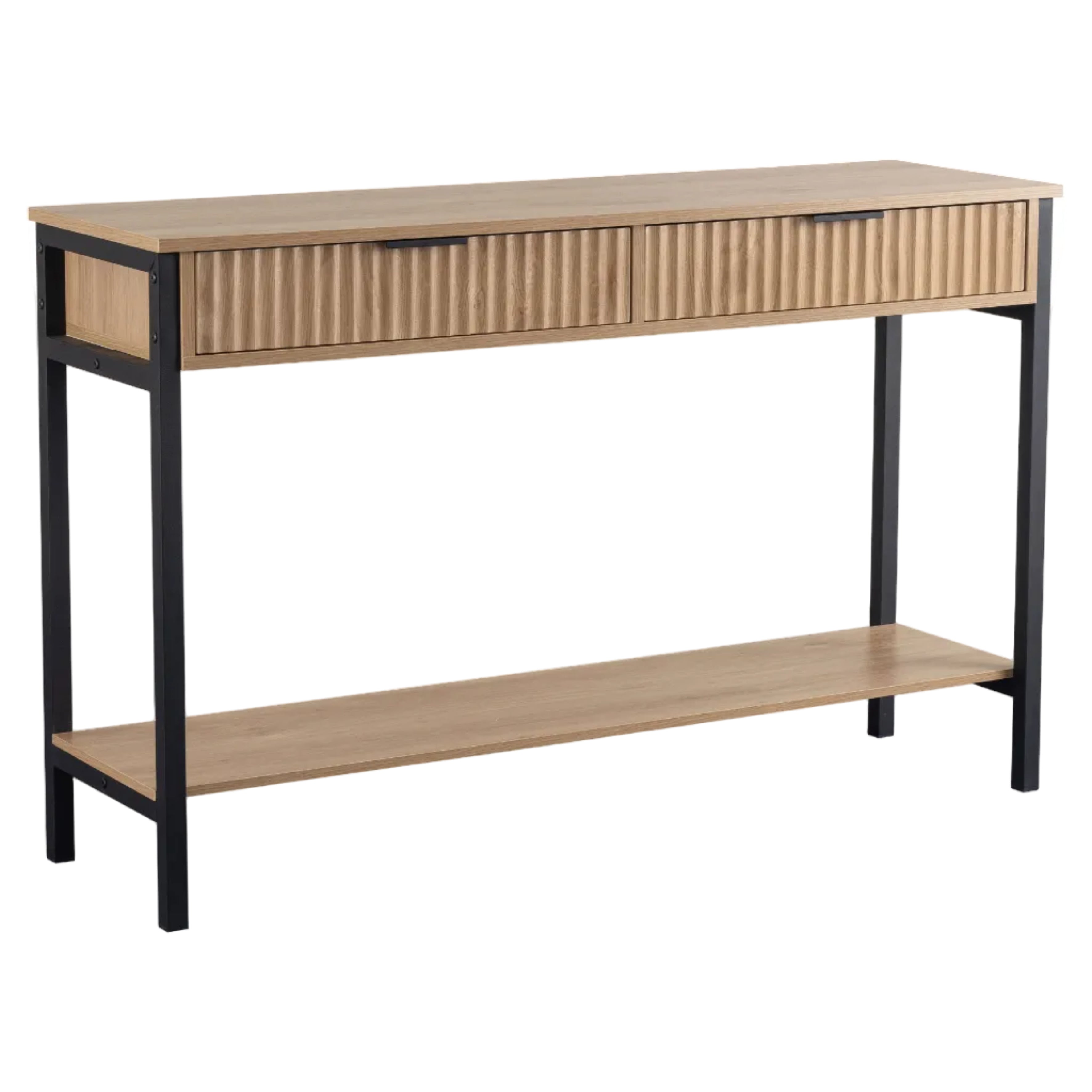 Miami Ridged 2 Drawer Fluted Console Table with Open Shelf