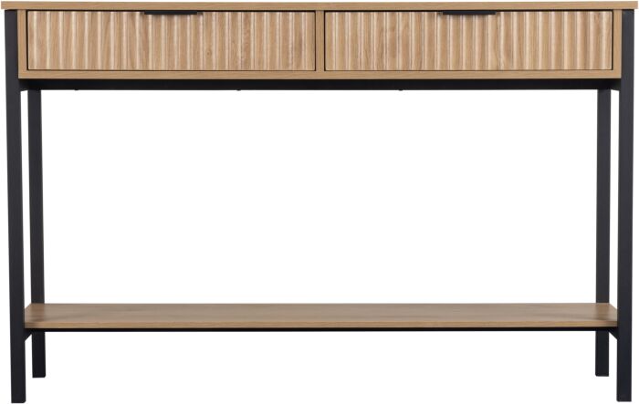 Miami Ridged 2 Drawer Fluted Console Table with Open Shelf