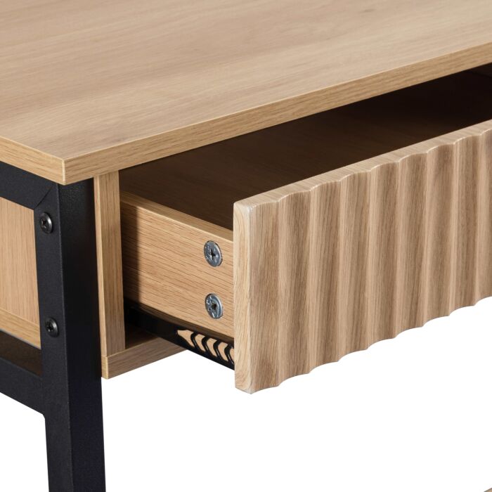 Miami Ridged 2 Drawer Fluted Console Table with Open Shelf