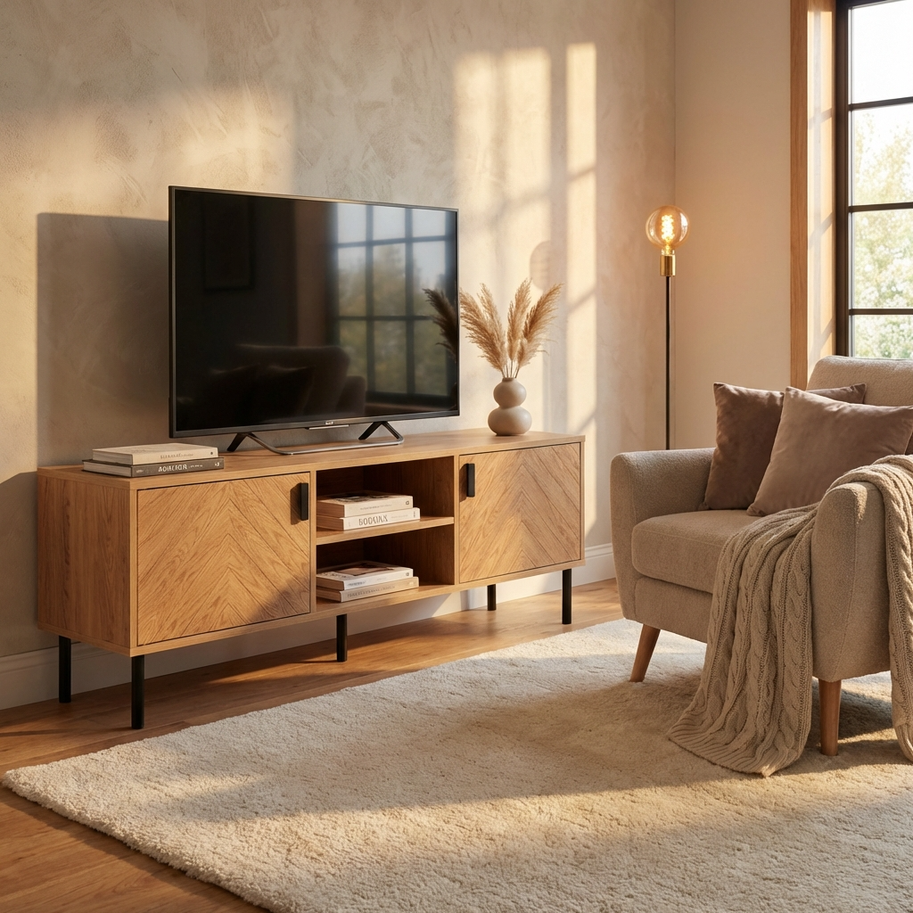 Leon Herringbone Retro 2 Door TV Unit
