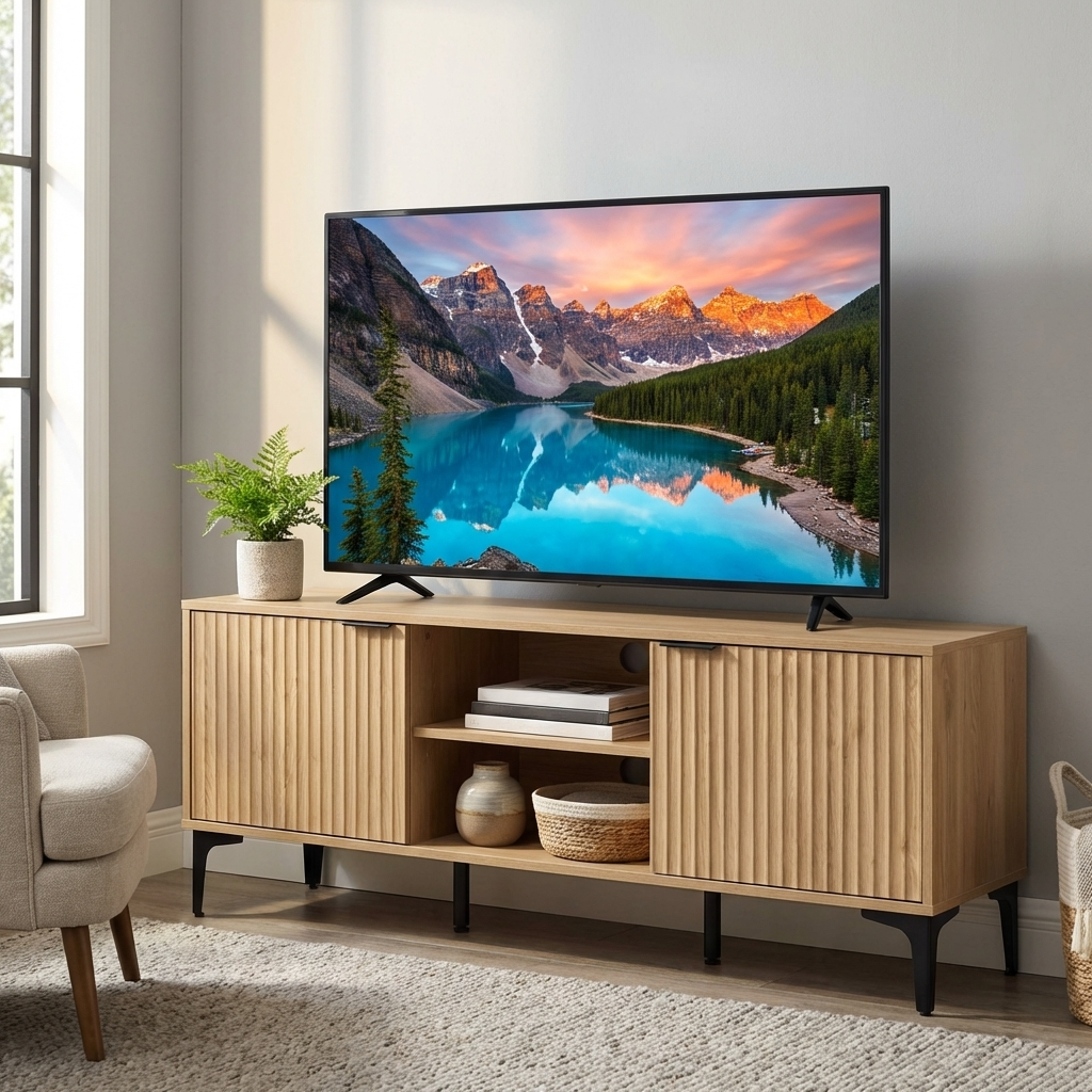Miami Ridged 2 Door TV Unit with Shelves