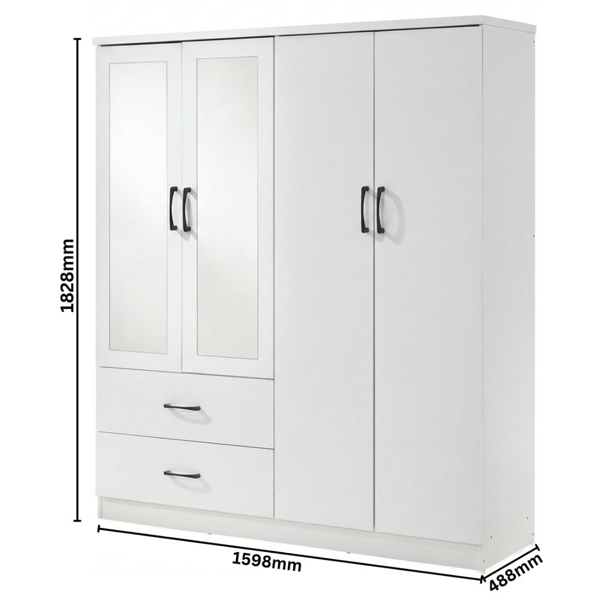Paddington 4 Door Wardrobe & 3+2 Drawer Chest 3 Piece Bedroom Set