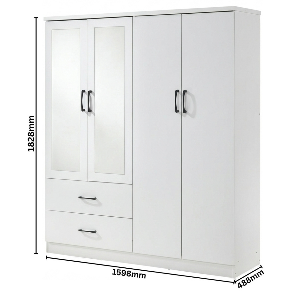 Paddington 4 Door Wardrobe & 7 Drawer Chest 3 Piece Bedroom Set