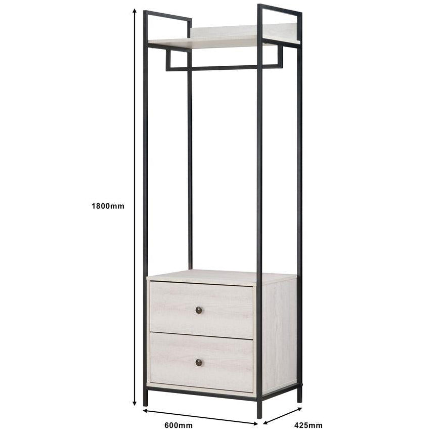 Alva Open Wardrobe Set with 2 Drawers & 4 Shelves