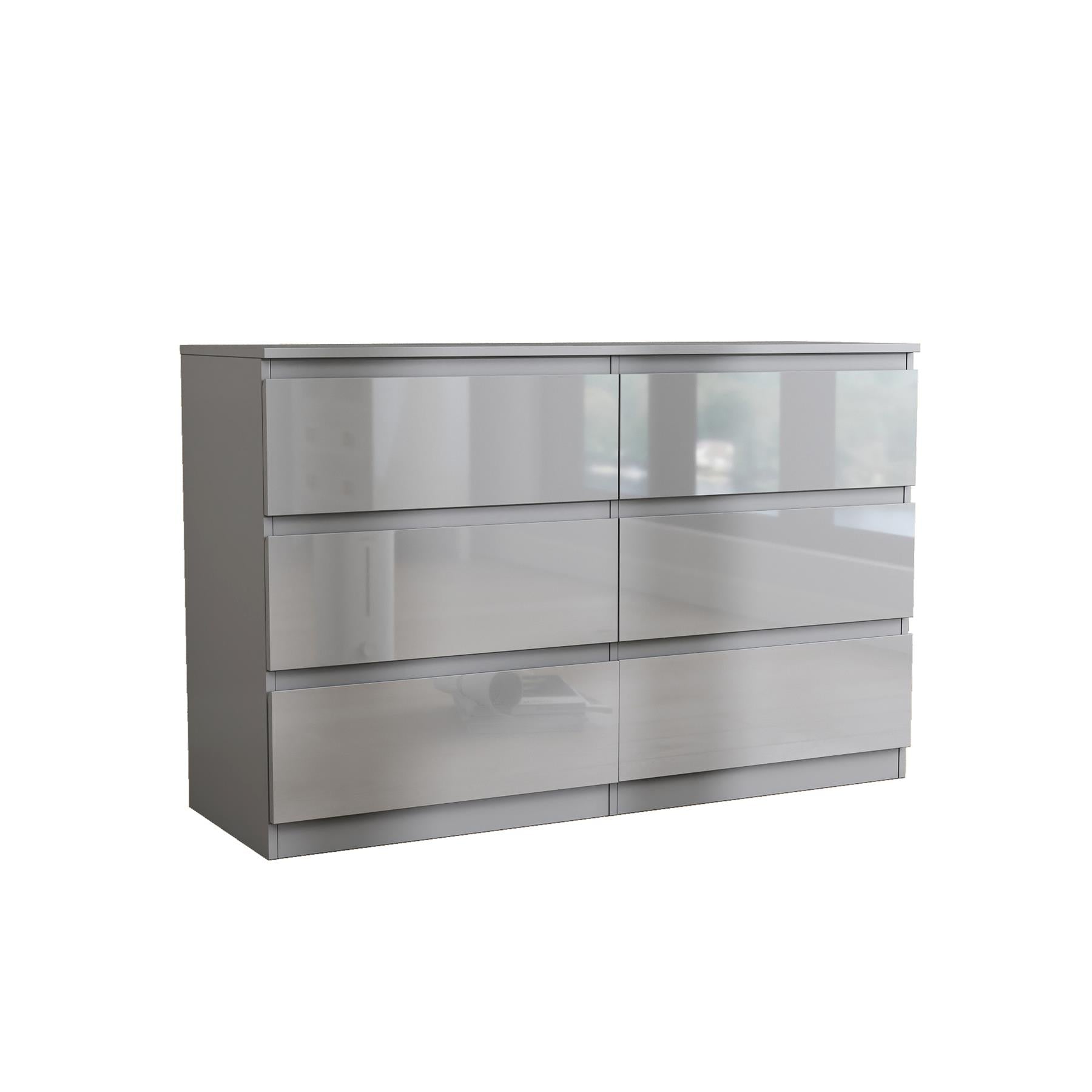 Soho 2 Door Wardrobe & 6 Drawer Chest High Gloss 3 Piece Bedroom Set