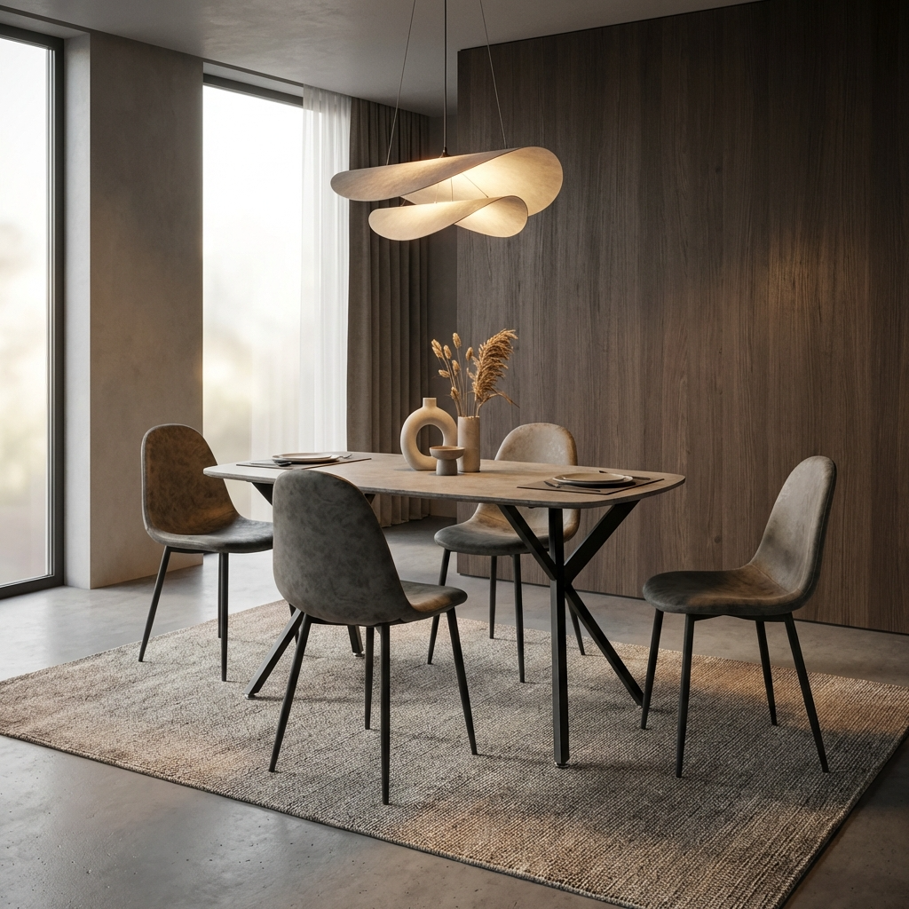 Athens Dining Table with 4 Faux Leather Dining Chairs
