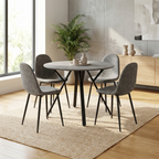 Athens Round Dining Table 4 Faux Leather Dining Chairs