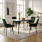 Avery Extending Dining Table with 4 Velvet Chairs