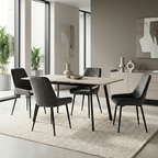 Avery Extending Dining Table with 4 Velvet Chairs