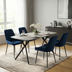 Athens Dining Table with 4 Avery Velvet Chairs