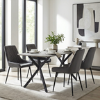 Athens Dining Table with 4 Avery Velvet Chairs