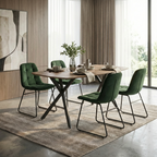 Athens Dining Table with 4 Lukas Velvet Dining Chairs