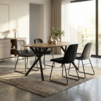 Athens Dining Table with 4 Lukas Velvet Dining Chairs