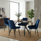 Athens Dining Table with 4 Avery Velvet Dining Chairs