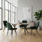 Athens Dining Table with 4 Avery Velvet Dining Chairs